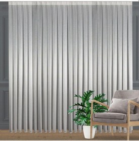 Resim Kırık Beyaz Düz Tül Perde İnce Çizgili Normal Pile 1'e 2,5 Pile-kırık Beyaz Kırık Beyaz 