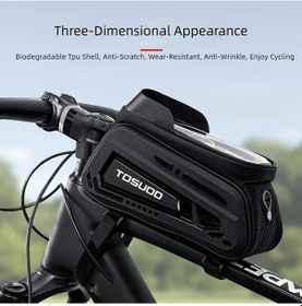 Resim Chuangyinshop Siyah Tosuod Bisiklet Ön Çerçeve Çantası Dokunmatik Ekran Güneşlikli Pvc Malzeme Ayarlanabilir Kayış Telefon Tutucu Mtb Depolama Ve Bisiklet Aksesuarları Siyah 