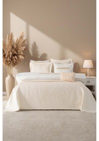 Resim Rivaistanbul Parla Ekru Nakışlı Çift Kişilik Nevresimli Pike Seti - 8 Parça Çeyiz Seti Ekru 