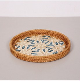 Resim Pearl 25x3 Cm Sedefli Rattan Tepsi & Duvar Dekoru Mix 