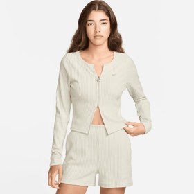 Resim Nike Sportswear Chill Knit Full Zip Ribbed Cardigan Kadın Krem Hırka 