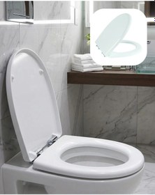 Resim Mey İthalat Universal Klozet Kapak Seti Kaydırmaz Alt Yüzey Kolay Temizlik Banyo Aksesuarı Beyaz 