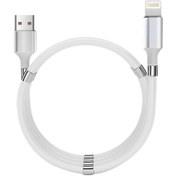 Resim MF PRODUCT Jettpower 0597 Mıknatıslı Sarma Lightning Şarj Kablosu 1 M Beyaz 
