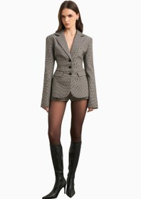 Resim Tek Düğmeli Belden Oturan Kadın Blazer - Krem / M 