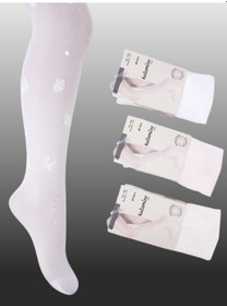 Resim Kıpırık Baby 1'li Kız Çocuk İnce Kelebek Desen Detaylı Külotlu Çorap Pembe-1249 Pembe 