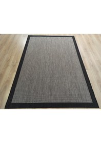 Resim Çam Halı Sisal 9715 Vizon / Siyah Bordürlü Jüt Sisal Kilim 