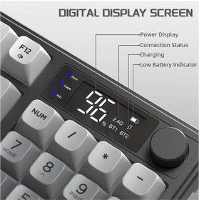 Resim Miaxtreme Freewolf M96 2.4g+bt5.0 Triple Mebran Sessiz Tasarım Tft Led Ekranlı Reinbow Gaming Oyuncu Klavye 