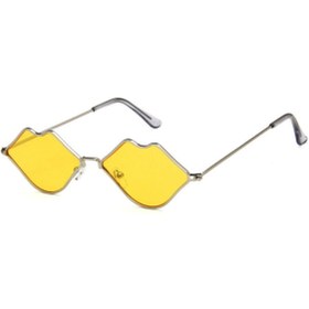 Resim Toz Vintage Sarı Dudak Gözlük Vintage & Retro Lip Shape Sun Glasses 
