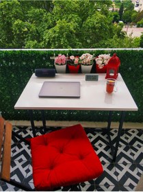 Resim YüceerHome Pratik Katlanır Taşınabilir Metal Ayaklı Balkon Masası Bahçe Masası Yemek Masası Çalışma Masası 