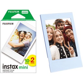 Resim Instax Mini 12 Makine Uyumlu 20'li Film ve Mavi Fotoğraf Çerçevesi 