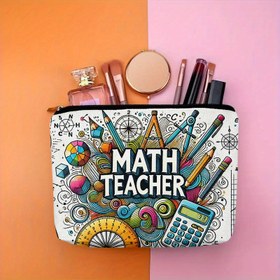 Resim 1 Adet Matematik Öğretmeninin Hayatı Yaratıcı Keten Kozmetik Çantası - Renkli Matematik Esinli Tasarım, Kokusuz, Güvenli Fermuarlı - Kadınlar İçin Çok Fonksiyonlu Seyahat Makyaj Çantası, Noel, Doğum Günleri, Mezuniyetler İçin İdeal Hediye, Matematik Sınıfı Dekoru 