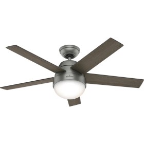 Resim Hunter Stile Mat Gümüş - 117 Cm. Aydınlatmalı Tavan Vantilatörü 