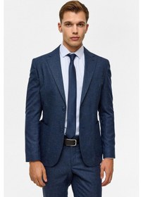 Resim Süvari Lacivert Slim Desenli Mono Yaka 6 Drop Takım Elbise-38749 Lacivert 