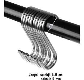 Resim Etsylight, 10,5 cm Büyük Ve Kalın Metal S Kanca 5 mm Kalınlıkta 10 Adet 