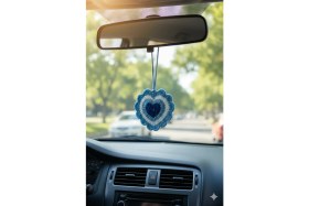 Resim Amigurumi Araba Dikiz Aynası Süsü & Anahtarlık & Çanta Askısı - El Örgüsü Açık Mavi Nazar Boncuğu 