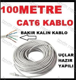 Resim 100Mt 100 Metre +Tv Plus Fiber Adsl Modem Bilgisayar Arası Ethernet Internet Kablosu Ağ Network Ncpline