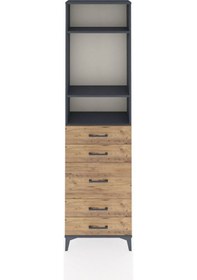 Resim Arges Dolap 3 Raflı 5 Çekmeceli 60x30x221 Antrasit-çam Antrasit 