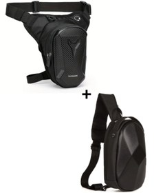 Resim Newish Polo Unısex Siyah Motorcu Sırt Ve Bacak Ve Bel Çantası Sert Ön Yüzey Korumalı 