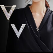 Resim Şık V Yaka İğnesi - Gömlekler için Alaşım Geometrik V Şekilli Takı, Günlük ve Resmi Giyim - Mükemmel Doğum Günü veya Tatil Hediyesi Aksesuar 