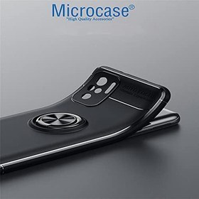 Resim Microcase Xiaomi Poco F3 Focus Serisi Yüzük Standlı Silikon Kılıf - Siyah 