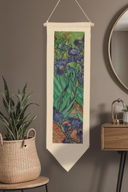 Resim Van Gogh Duvar Halısı, Sanat Serisi Dekor, 100cm Kanvas Flama Askılı Duvar Örtüsü NO:731 - Renkli - 2 / 30 x 100 