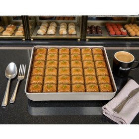 Resim 5 Adet - Tek Kullanımlık Alüminyum Tepsi - 25x25x3,5 Cm 105 Gr Gri 