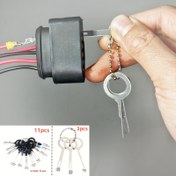 Resim Araba Elektrik Kablolama Sıkma Konnektörü Pin Çıkarıcı Kiti, Devre Kartı Kablo Demeti Terminal Çıkarma Aracı - Elektriksiz, Metal Malzeme, 3 adet/11 adet, Fiş 