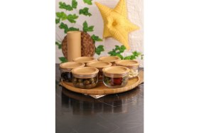 Resim Bambum Duo 300ML 7'li Tepsili Bambu Silikonlu Kapaklı Hava Aldırmaz Cam Kahvaltılık 