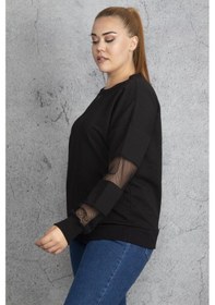 Resim Şans Kadın Haki Filedetaylı Sweatshirt 65n18844-siyah Siyah 