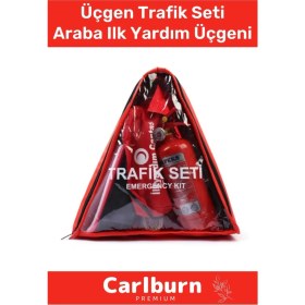 Resim Carlburn Tse Belgeli Tüvtürk Uyumlu Üçgen Trafik Seti Bez Çantalı Karayollarına Uygun Araba Ilk Yardım Üçgen 