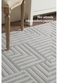 Resim Modern Oturma Odası Halısı Salon Halısı Yolluk Gri Halı Hav Toz Vermez Kolay Temizlenebilir Halı Gümüş 