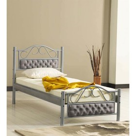 Resim Argimo Paris Tek Kişilik Metal Gri Karyola 90x190 