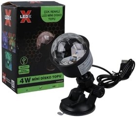 Resim LEDX AL-KX-6889 Pro Atmosferli Projeksiyon RGB LED Disko Topu, USB Şarjlı 4W Döner Işık, 360° Otomatik Mod Parti Işığı 