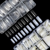 Resim 500 Adet Yarım Kapak Takma Tırnak Ucu - 10 Boyutlu Akrilik Fransız Tarzı Yapay Tırnak Uçları, Kutulu Manikür Seti, Tırnak Sanatı Salonu ve Ev DIY İçin 