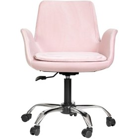 Resim Markaelz Krom Metal Ayaklı Ofis Çalışma Sandalyesi Pescado Pembe 