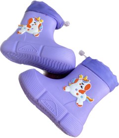 Resim Sonimix Kız çocuk renkli hafif su geçirmez içi polarlı yağmur kar çizmesi 