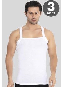 Resim Arma Yıldız Erkek Geniş Biyeli Atlet %100 Pamuklu Ribana Beyaz 3'lü Paket Beyaz 