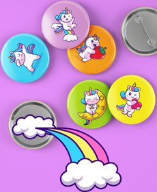 Resim Varyant Unicorn - Sevimli - Eğlenceli - Rengarenk - Iğneli Rozet Seti - Broş - Yaka - Çanta Rozeti 5 Adet 