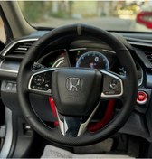 Resim Honda Civic Fc5 Araca Özel Direksiyon Kılıfı Karbon Nokta Gri Yü 
