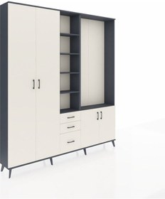 Resim Arges Dolap 13 Raflı 3 Çekmeceli 4 Kapaklı 220x30x243 Antrasit-aytaşı/aytaşı Aytası/aytası 