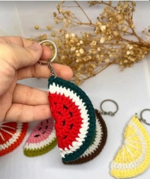 Örgü Amigurumi Karpuz Anahtarlık