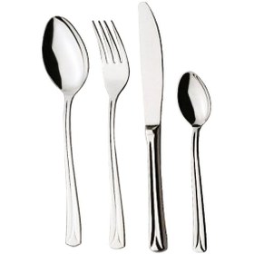 Resim Tozanlı Çelik Sade Modeli 36 Parça Çatal Kaşık Bıçak Seti Gümüş 