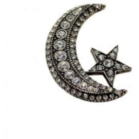 Resim Elmas Montür Swarovski Taşlı Ayyıldız Broş Hediye Paketinde 