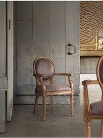 Resim Madalyon Kolçaklı Ahşap Klasik Sandalye Ceviz 