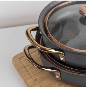 Resim Oms 3724 Bakraç Güveç 3'Lü Sahan Seti Antrasit 16 - 18 - 20 Cm 