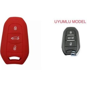 Resim Fiat Doblo 2023+ Uyumlu Silikon Anahtar Koruma Kılıfı Kırmızı 