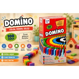 Resim TRUVA Eğitici Oyun Domino 100 Parça Ahşap 