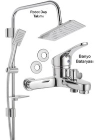 Resim 050-1 Banyo Bataryası Robot Duş Takımı Musluk Armatür Siyah Beyaz Gold Krom Renkler Krom 