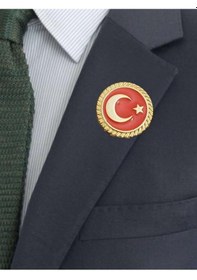 Resim Türk Bayrağı Ay Yıldız Yaka Rozeti kırmızı 
