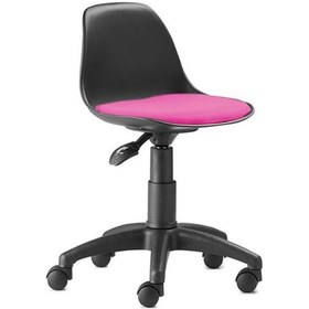 Resim Çocuk Çalışma Sandalyesi Koltuğu Siyah Plastik Pembe Kumaş 